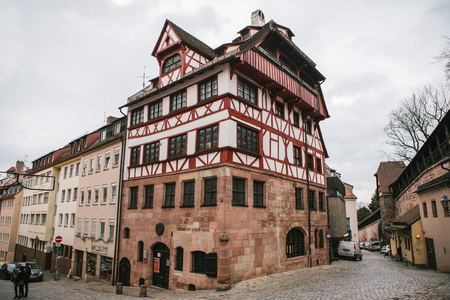 Germany, Nuremberg, December 27, 2016: Albrecht Durers House. A famous building in the city. Sight.のeditorial素材