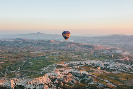 The famous tourist attraction of Cappadocia is an air flight. Cappadocia is known all over the world as one of the best places for flights with balloons. Cappadocia, Turkey.の写真素材