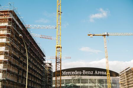 Berlin, 03 October 2017: Reconstruction of the multi-purpose indoor stadium called Mercedes-Benz Arena. The arena is designed for sports and recreational activities.のeditorial素材