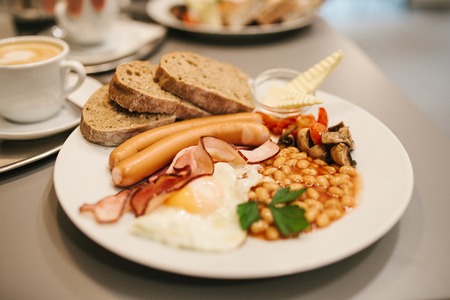 Traditional English breakfast. National food. A famous dish all over the world.の写真素材