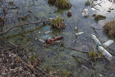 pollution of water bodies. ecological problemの写真素材