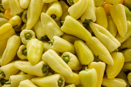 Fresh and organic vegetables at farmers market. Natural produce. Paprika. Pepper.の写真素材