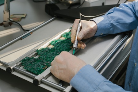 The assembly of computer units. Technological process.の写真素材