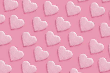 illustration of many hearts on a pink background