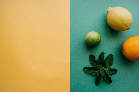 Citruses or fruits. Mix of lemon, lime and orangeの写真素材