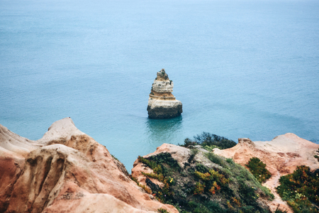 Beautiful views of the Atlantic Ocean and the rocks off the coast of Portugal next to the city...