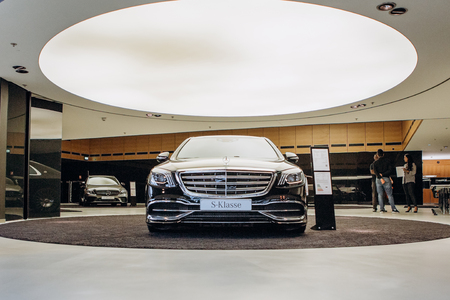 Berlin, August 29, 2018: Mercedes-Maybach car which is exhibited and sold in the official dealers center in Berlin. Luxury branded expensive car.のeditorial素材