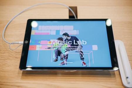 Berlin, August 29, 2018: Sale of new ipad in the official store of Apple in Berlin.