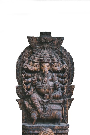 Isolated on white background God Ganesha is an elephant fulfilling desires. Hindu deity.の写真素材