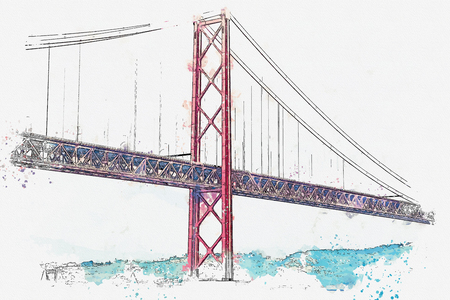 illustration Bridge called April 25 in Lisbon in Portugal.の写真素材
