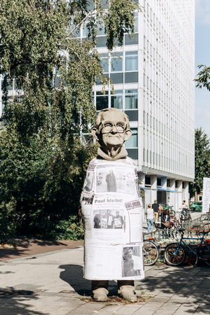 Germany, Muenster, October 5, 2018: Monument to the resident of Muenster named Paul Wolfe. He devoted his life to the struggle against Nazism after the end of the Second World War.のeditorial素材