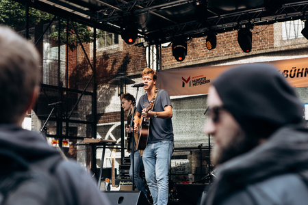 Germany, Muenster, October 5, 2018: Street rock concert on the main square of the city during the festive event.のeditorial素材