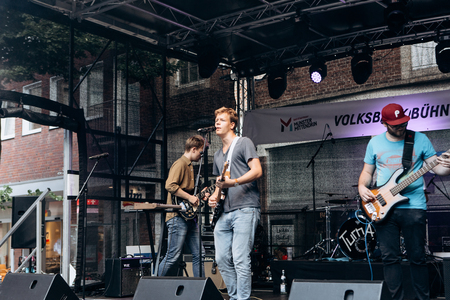 Germany, Muenster, October 5, 2018: Street rock concert on the main square of the city during the festive event.のeditorial素材
