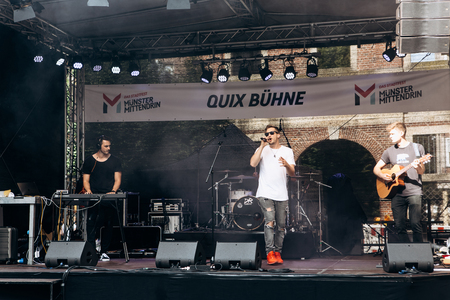 Germany, Muenster, October 5, 2018: Street rock concert on the main square of the city during the festive event.のeditorial素材