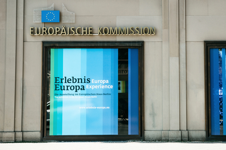 Germany, Berlin, September 29, 2018: The building of the headquarters of the European Commission in Berlin in Germany.のeditorial素材
