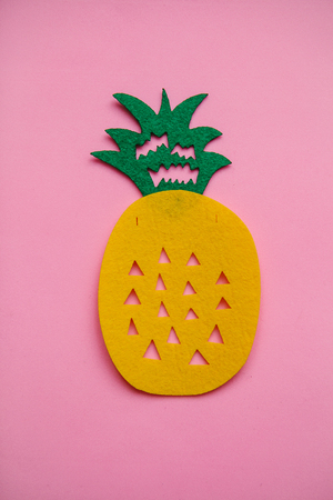 Pineapple on a pink background in minimal style.の写真素材