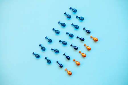 Many pills or capsules with hyaluronic acid and q10 or coenzyme. Caring for skin health.の写真素材