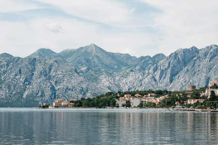 Beautiful view of the beautiful natural landscape and the city in Montenegro located next to the sea and mountains.の写真素材