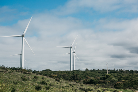 Wind farms or windmills for the extraction of wind power in Portugal. Ecological fuel or energy.の写真素材