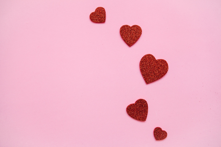 Festive background with many hearts for Valentine's Day or another holiday or love event.の写真素材