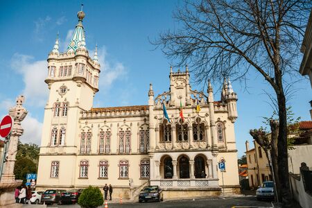Portugal, Sintra, June 26, 2018: Beautiful view of the city hall of Sintra.のeditorial素材