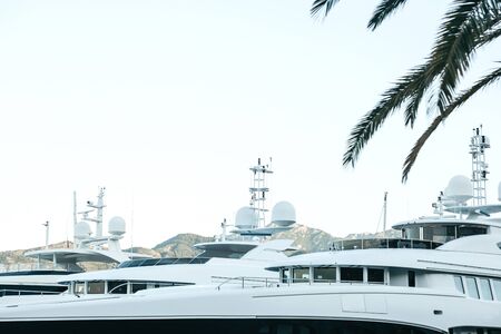 Beautiful view of yachts in the port of Montenegro.の写真素材