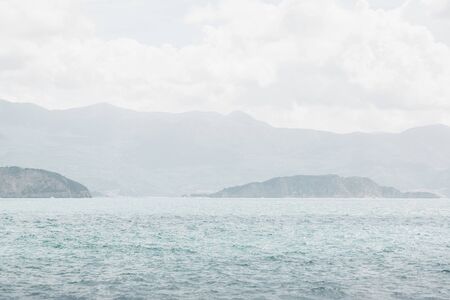 Beautiful view of the natural landscape in Montenegro. Sea, mountains and islands.