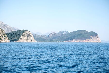Beautiful view of the natural landscape with the sea and cliffs in Montenegro near Petrovac.の写真素材