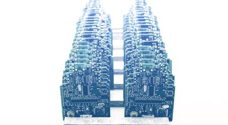 Closeup of a board for computer equipment. Modern technology and computerization