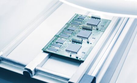 Closeup of a board for computer equipment. Modern technology and computerizationの写真素材