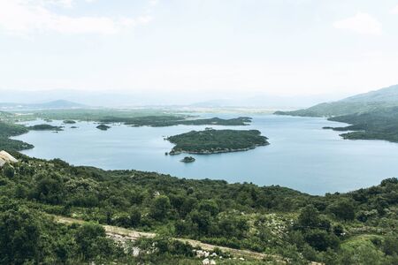 Beautiful view of the lake called Salt Lake in Montenegro. Natural landscape.の写真素材