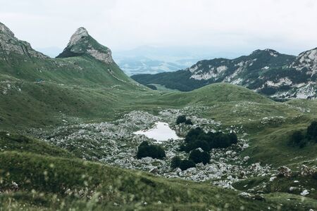 Beautiful view of the mountainous natural landscape in Montenegro. View of the mountains and the lakeの写真素材