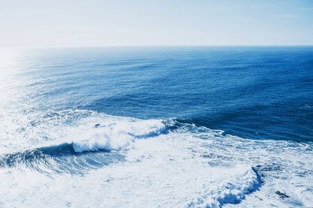 View of the blue sea or ocean with horizon background.の写真素材