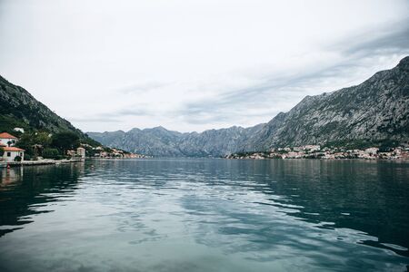 Boko Kotor Bay. Beautiful sea view of the natural landscape in Montenegro.の写真素材
