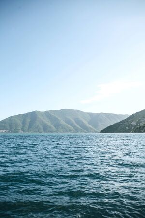 Beautiful sea view of Boko Kotor Bay in Montenegro. Natural mountain landscape.の写真素材