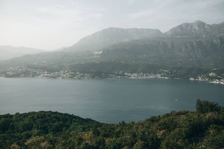Boko Kotor Bay. Beautiful sea view of the natural landscape in Montenegro.の写真素材