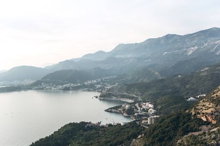 View of the Montenegrin coast with architecture.の写真素材