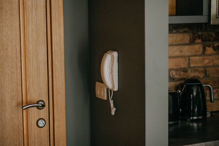 Intercom on the wall in a residential apartment.