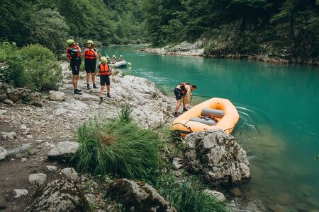 Montenegro, Zabljak, July 19, 2019: Preparing for rafting on the Tara River in Montenegro.