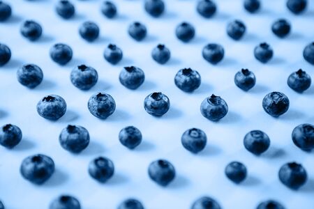 Useful and tasty blueberries on a classic blue background. Berry or fruit background.の写真素材