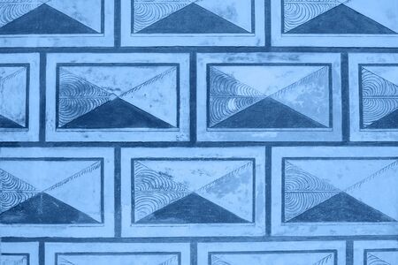 Repeating rectangular geometric shapes background in trendy classic blue color.の写真素材