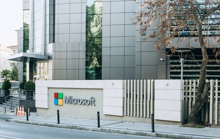 Turkey, Istanbul, December 20, 2019: office or branch of the international Microsoft company in Istanbul.のeditorial素材