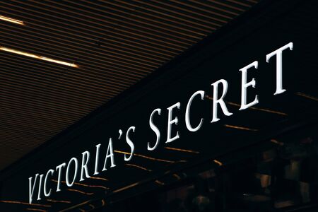 Turkey, Istanbul, December 20, 2019: Victoria Secret sign at the entrance to the storeのeditorial素材