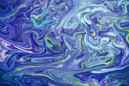 Acrylic paint fluid in trend purple shades mix color background.の写真素材