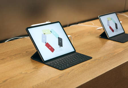 Turkey, Istanbul, December 17, 2019: sale New tablet APPLE iPad in the official Apple storeのeditorial素材