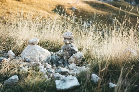 The pebbles are stacked. Calm or zen concept.の写真素材