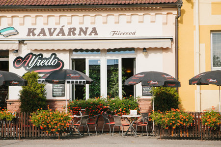 Czech Republic, Blatna, October 05, 2019: View of a traditional Czech restaurant with national food.のeditorial素材