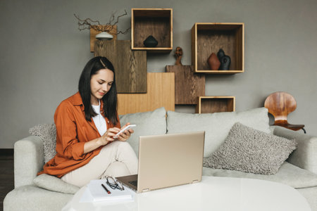 Work at home, video conference, video call for online meetings, virtual meetings, distance learningの写真素材
