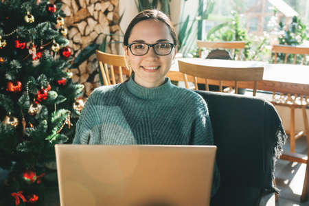 Work at home, video conference, video call for online meetings, virtual meetings, distance learningの写真素材