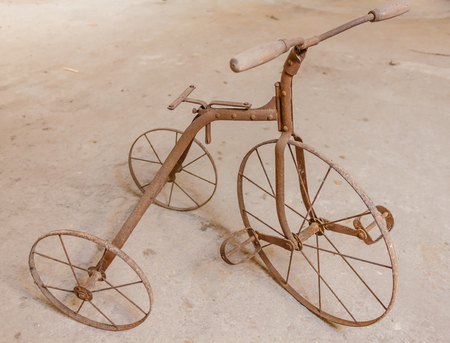 close-up of an old  children's  tricycle  1930の写真素材